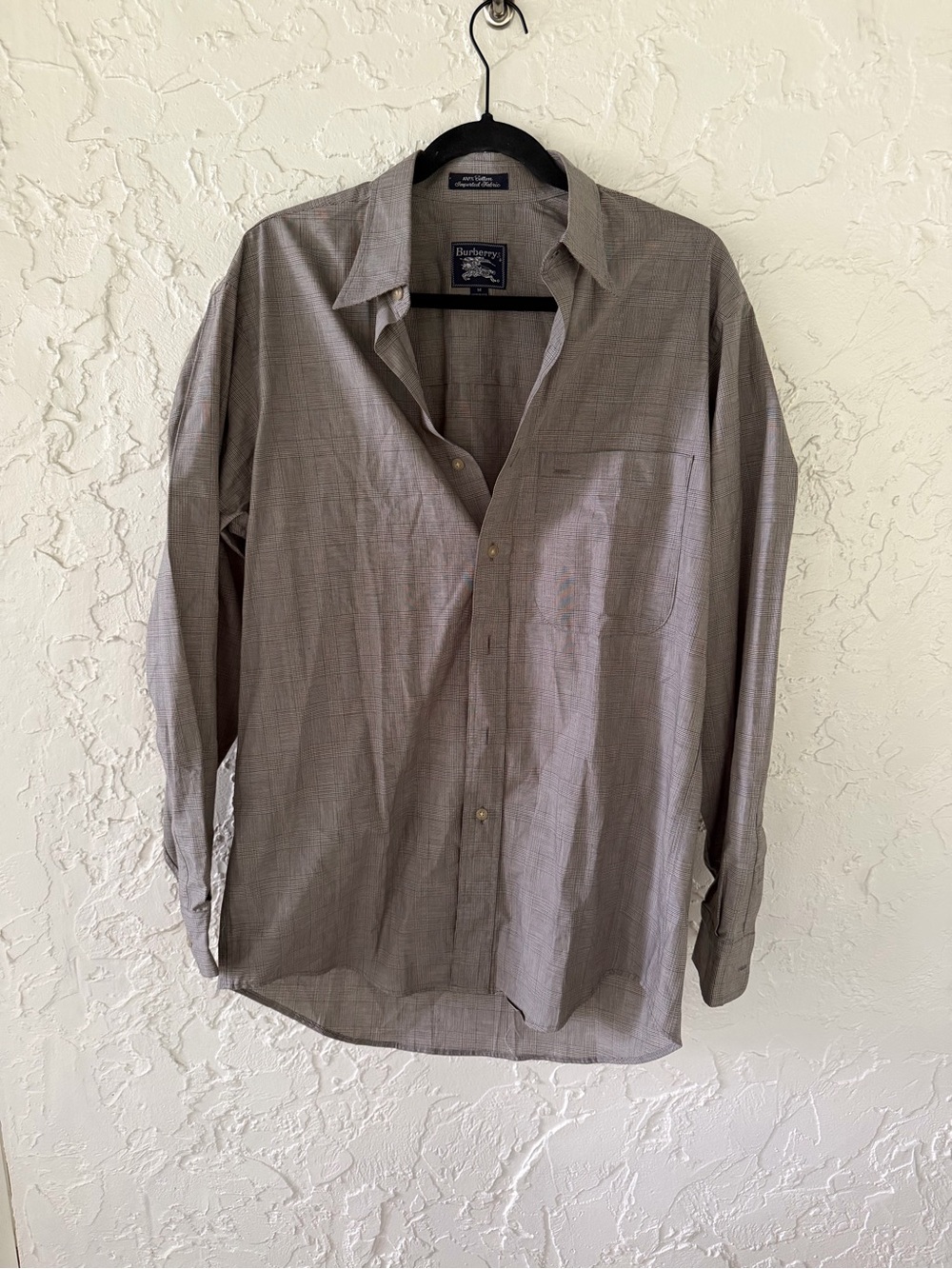 Burberry Men's Brown Plaid Casual Button-Down Shirt